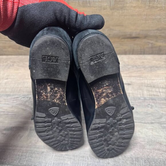 Double Buckle Monk Strap Black Leather/Suede Low Heel Shoe Women's Size EU 37 - Picture 4 of 6